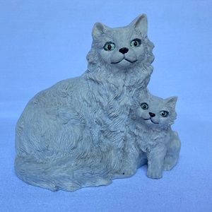 Persian Cat Figurine Cat and Kitten Vintage 1991 Silver Deer's Ark Tom Rubel